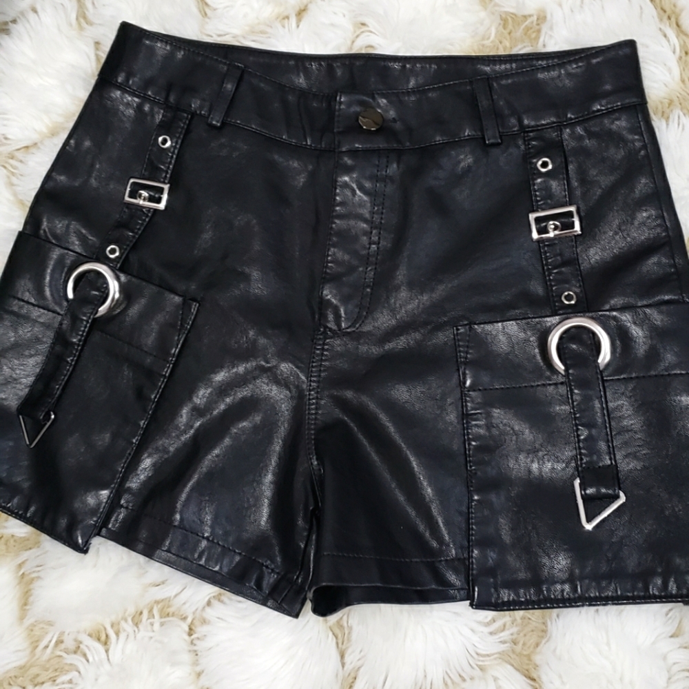 Faux leather shorts